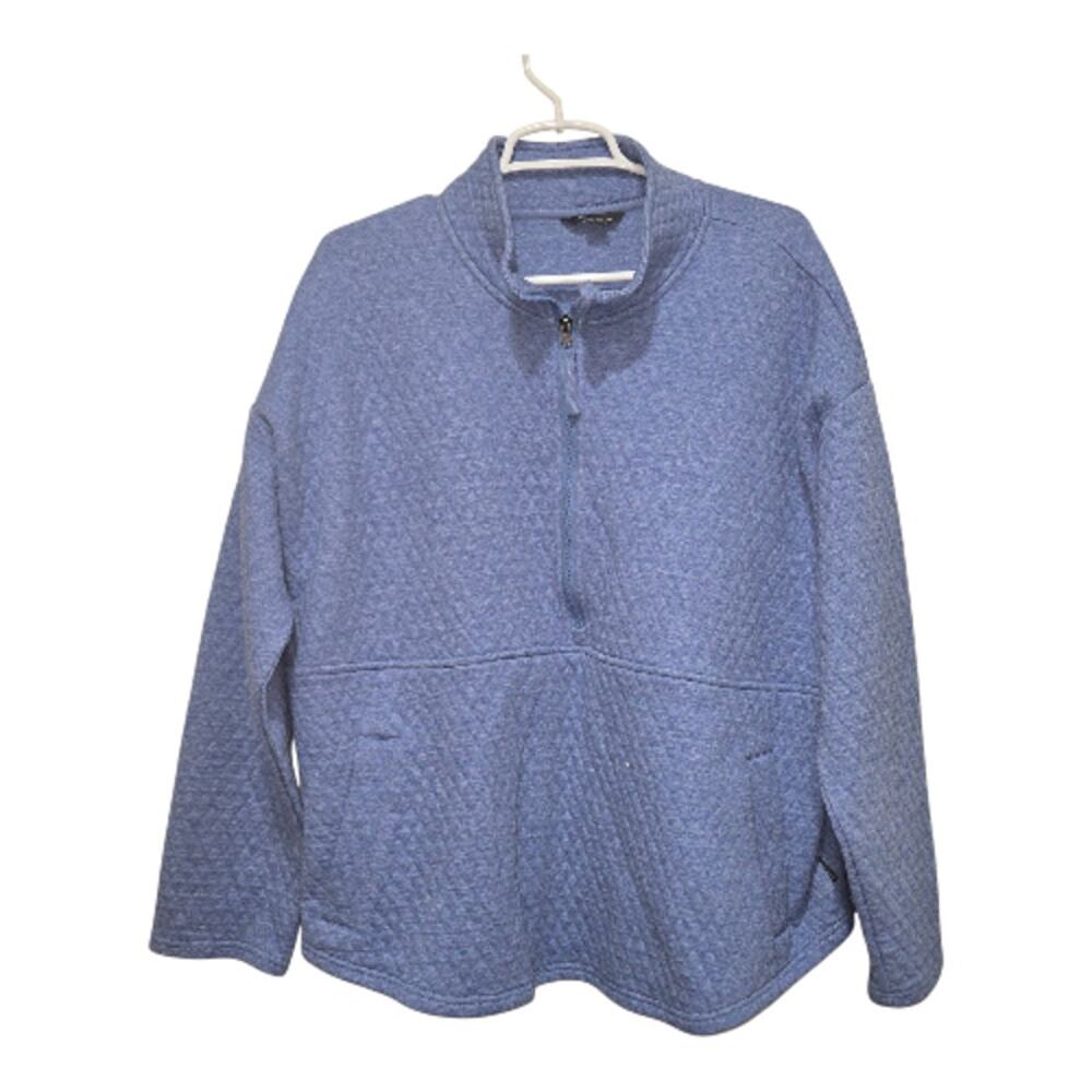 Eddie Bauer Quilted Quarter Zip Pullover Blue Kangaroo Pocket XXL